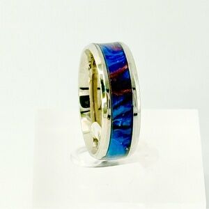 Silver Ring with Blue and Purple Inlay size 10 #32